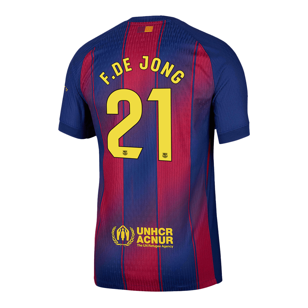 AuthenticF.DE JONG #21  Barcelona Home Soccer Jersey 2025/26 Red&Blue