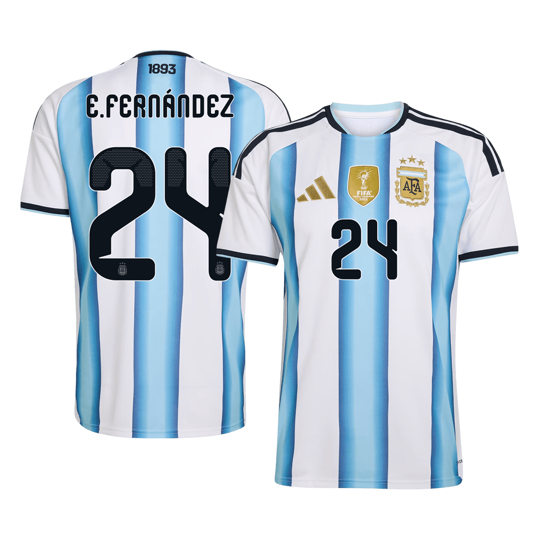 E. FERNÁNDEZ #24 Argentina Home Football Shirt World Cup 2026 Blue&White