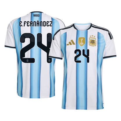 E. FERNÁNDEZ #24 Argentina Home Football Shirt World Cup 2026 Blue&White