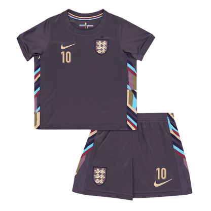 Kid's BELLINGHAM #10 England Away Soccer Jersey Kit(Jersey+Shorts) Euro 2024